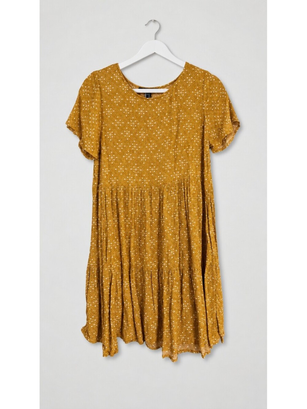 Forever 21 Mustard Tiered Mini Dress